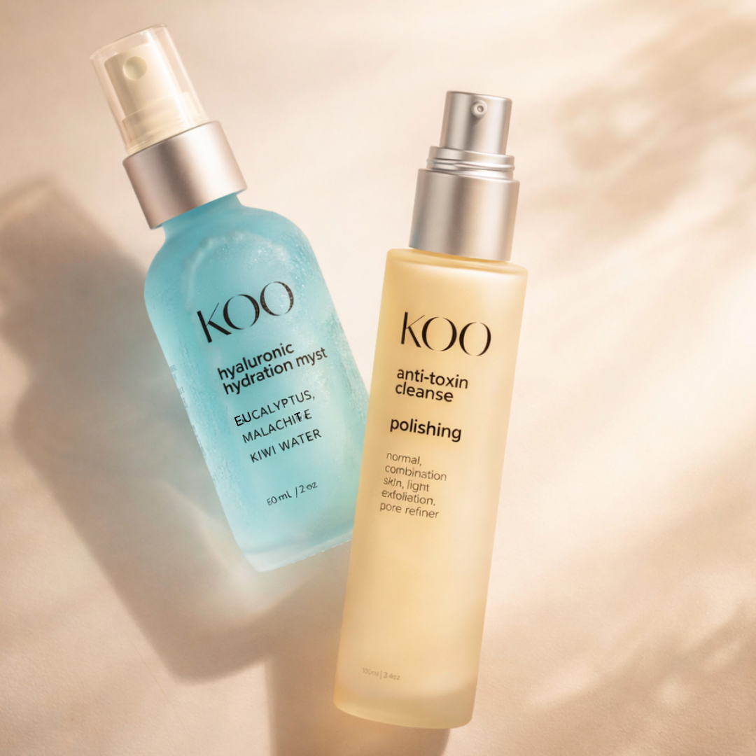 The Koo Preparation — Hyaluronic Hydration Myst and Polishing Cleanser, the physician-designed pairing by Dr. Koo Private Practice Skincare